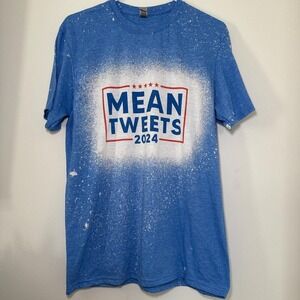 Gildan‎ Blue and white Handmade "Mean Tweets" t-shirt Large